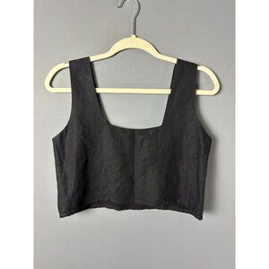 FREE THE LABEL Womens XS Black Roma Sleeveless Linen Crop Top